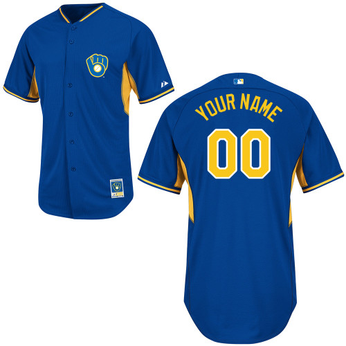 Customized Milwaukee Brewers MLB Jersey-Men's Authentic 2014 Blue Cool Base BP Baseball Jersey